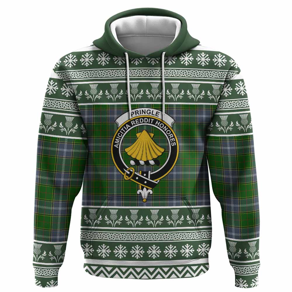 Pringle Clan Tartan Christmas Hoodie with Family Crest - Tartan Vibes Clothing