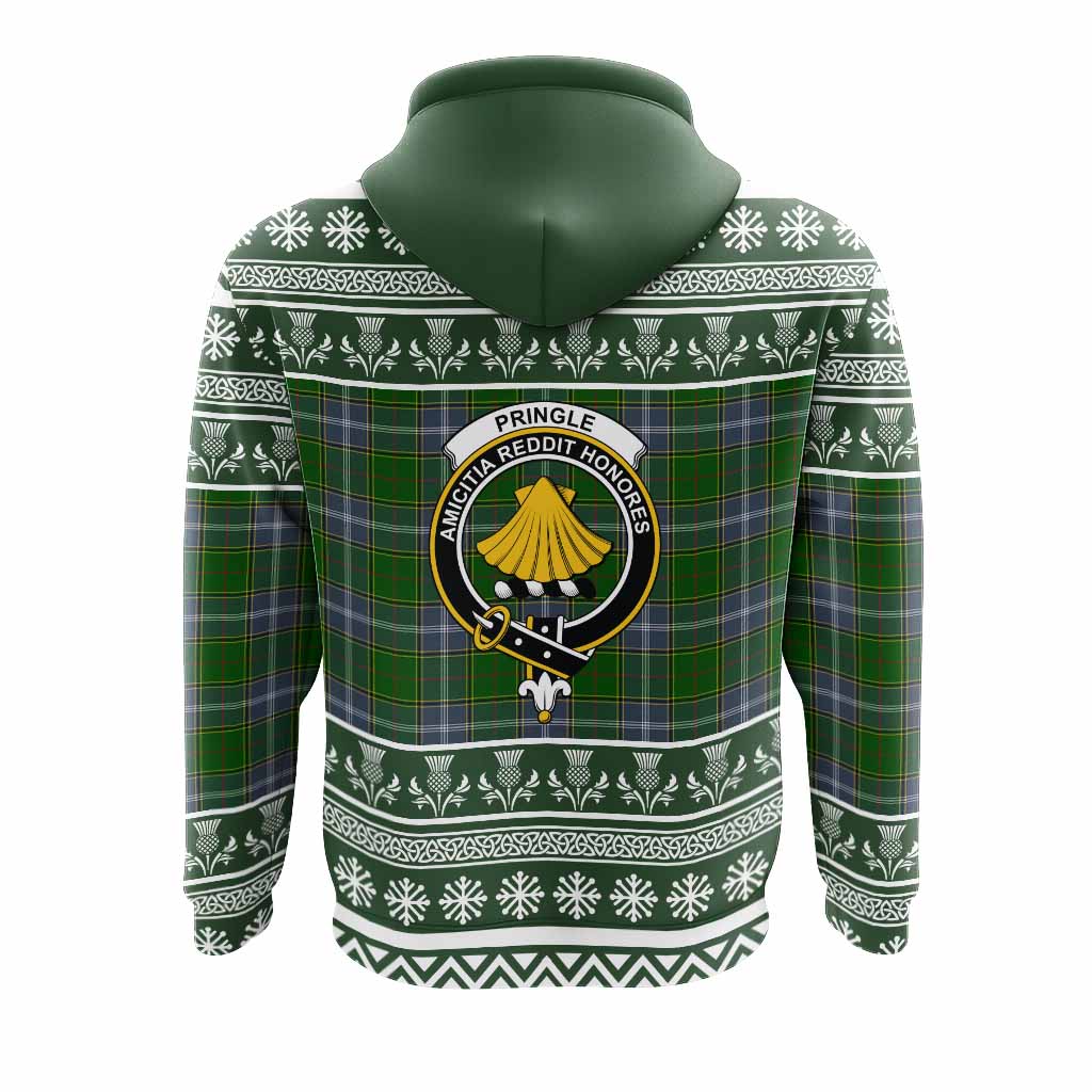 Pringle Clan Tartan Christmas Hoodie with Family Crest - Tartan Vibes Clothing