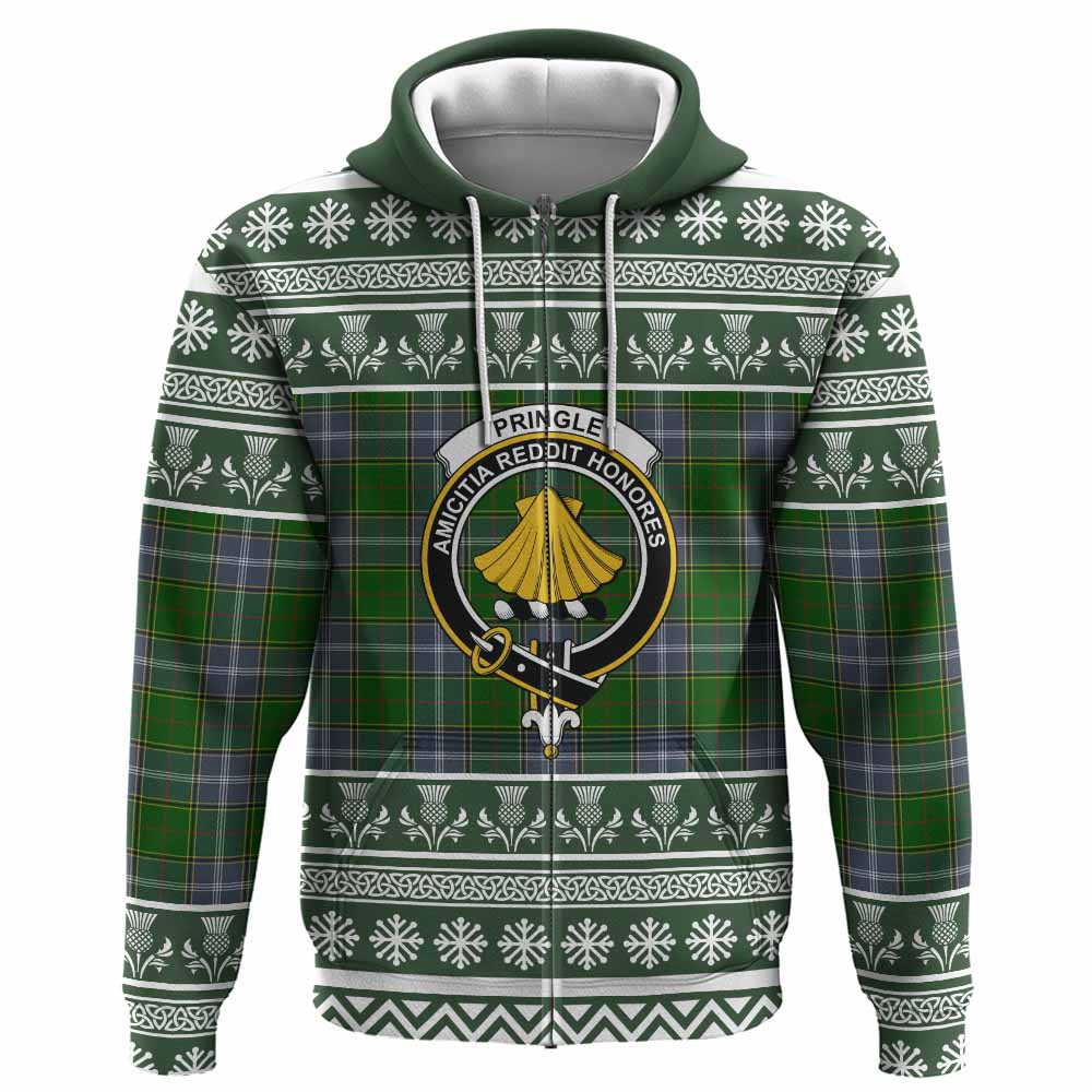 Pringle Clan Tartan Christmas Hoodie with Family Crest - Tartan Vibes Clothing