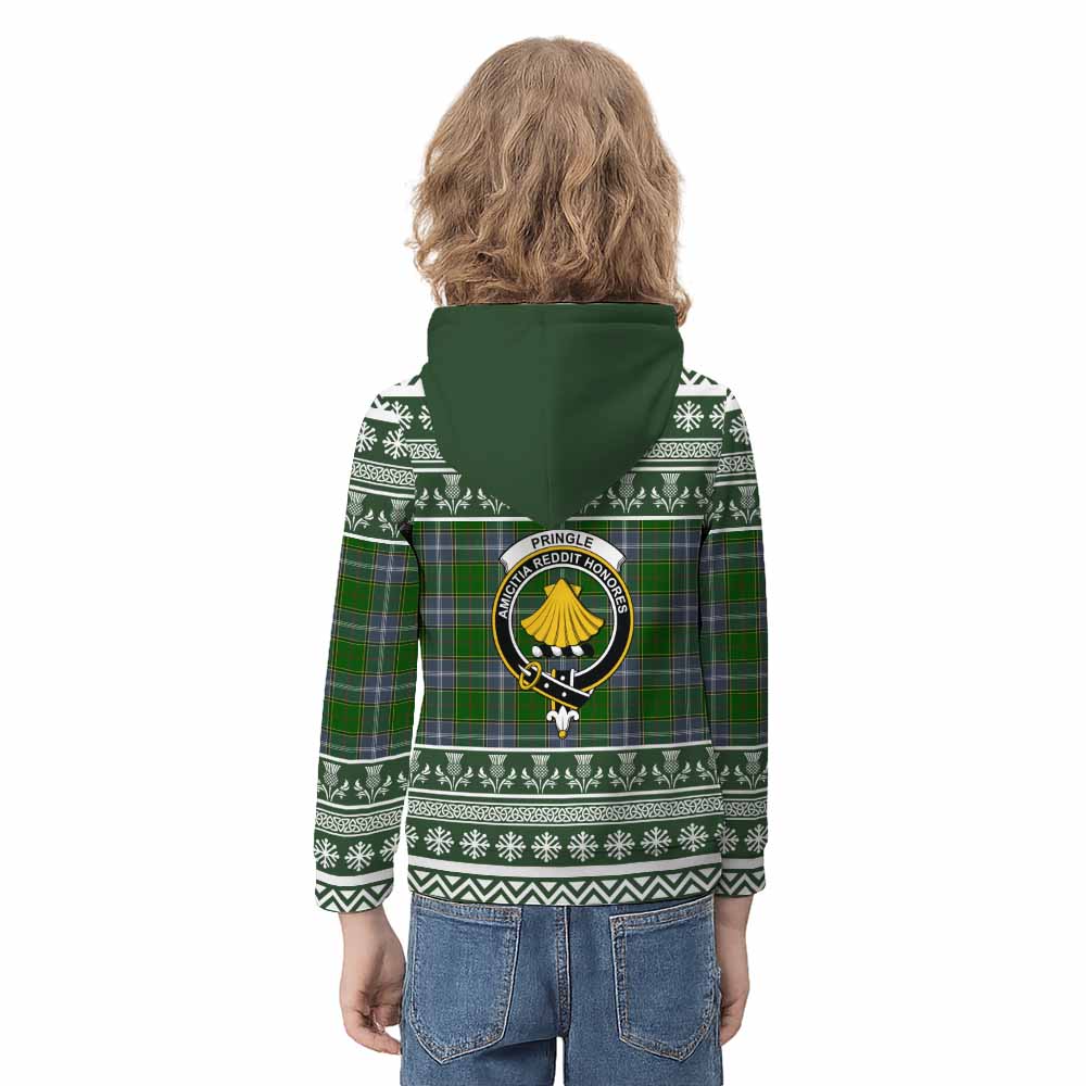 Pringle Clan Tartan Christmas Kid Hoodie with Family Crest - Tartan Vibes Clothing