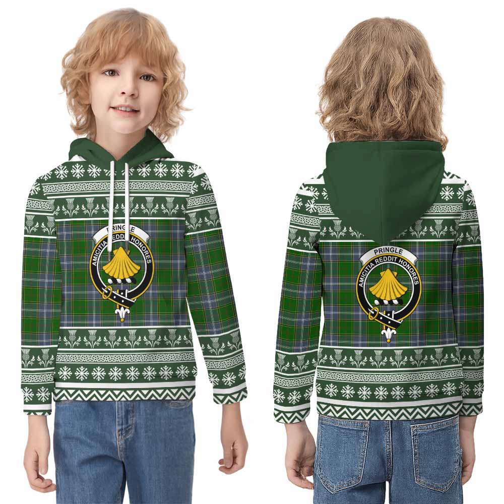 Pringle Clan Tartan Christmas Kid Hoodie with Family Crest - Tartan Vibes Clothing