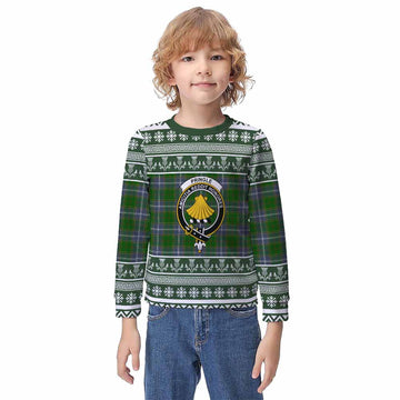 Pringle Clan Tartan Christmas Kid Ugly Sweatshirt with Family Crest