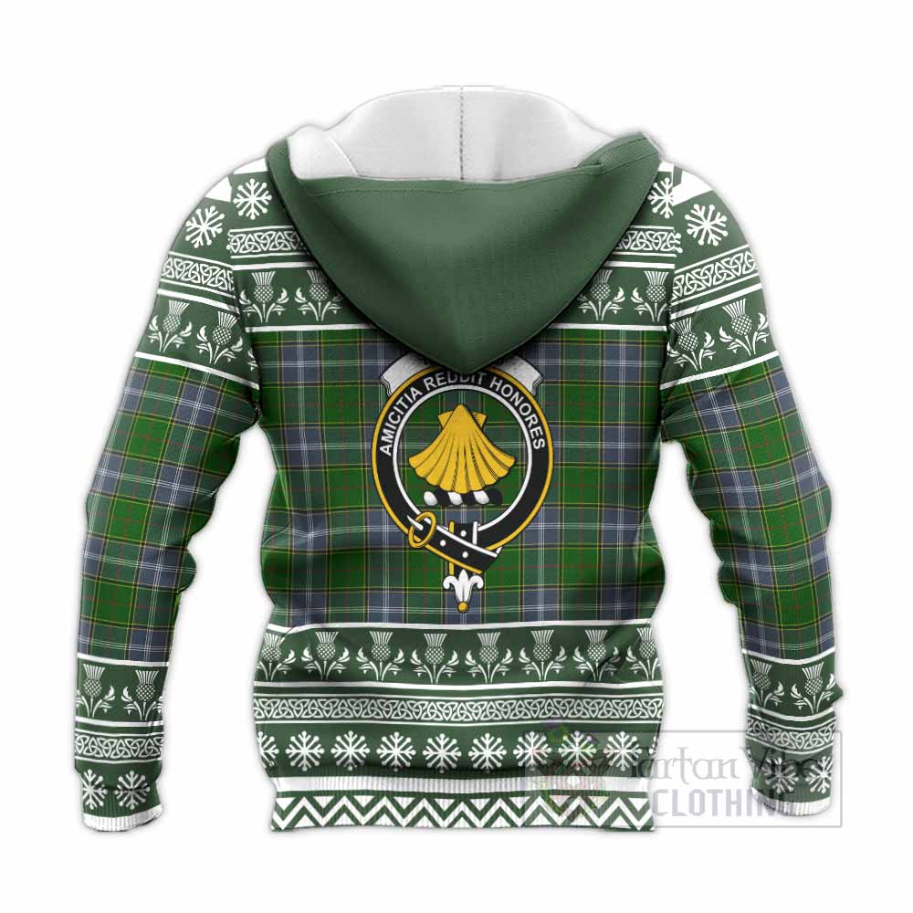 Pringle Clan Tartan Christmas Knitted Hoodie with Family Crest - Tartan Vibes Clothing