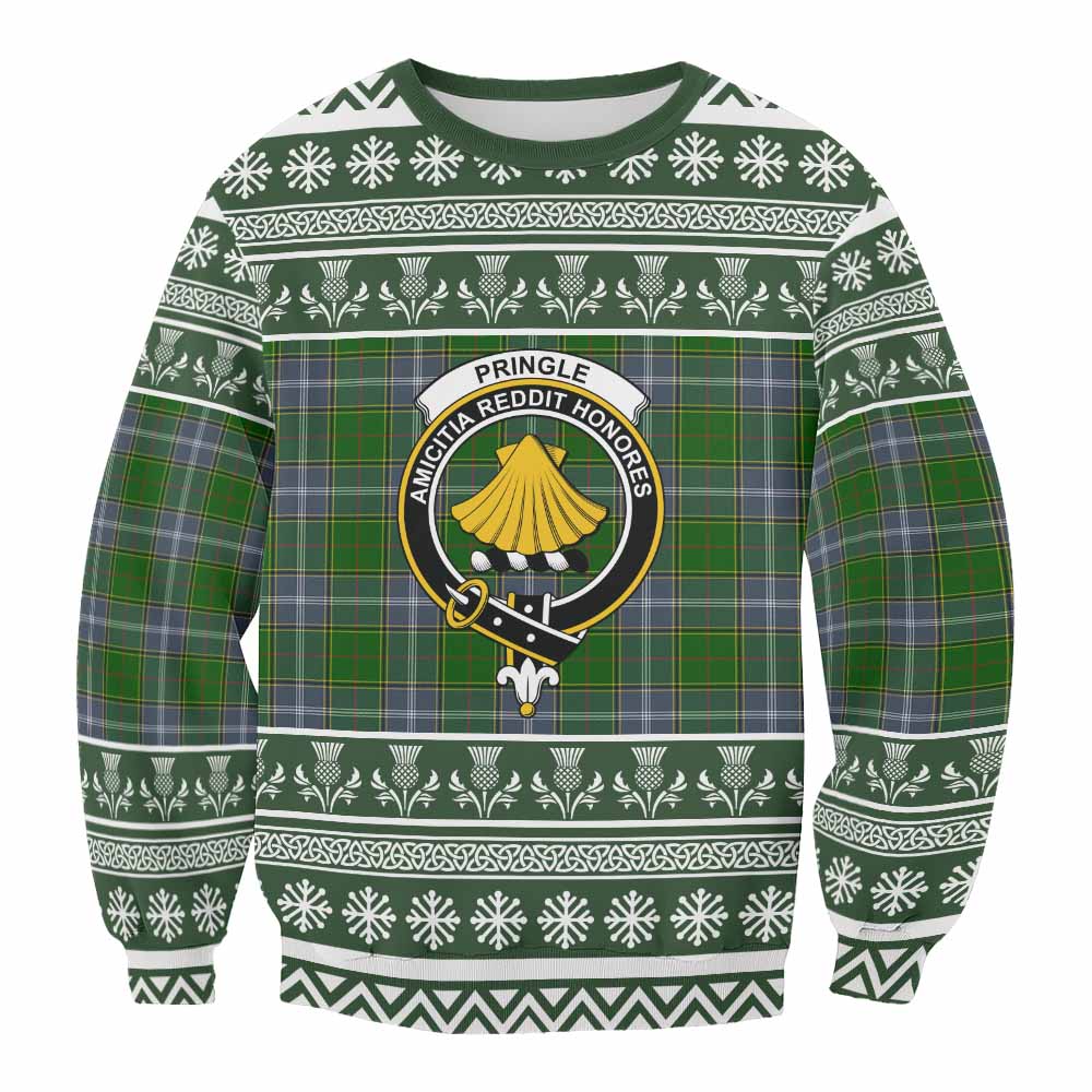 Pringle Clan Tartan Christmas Sweatshirt with Family Crest - Tartan Vibes Clothing