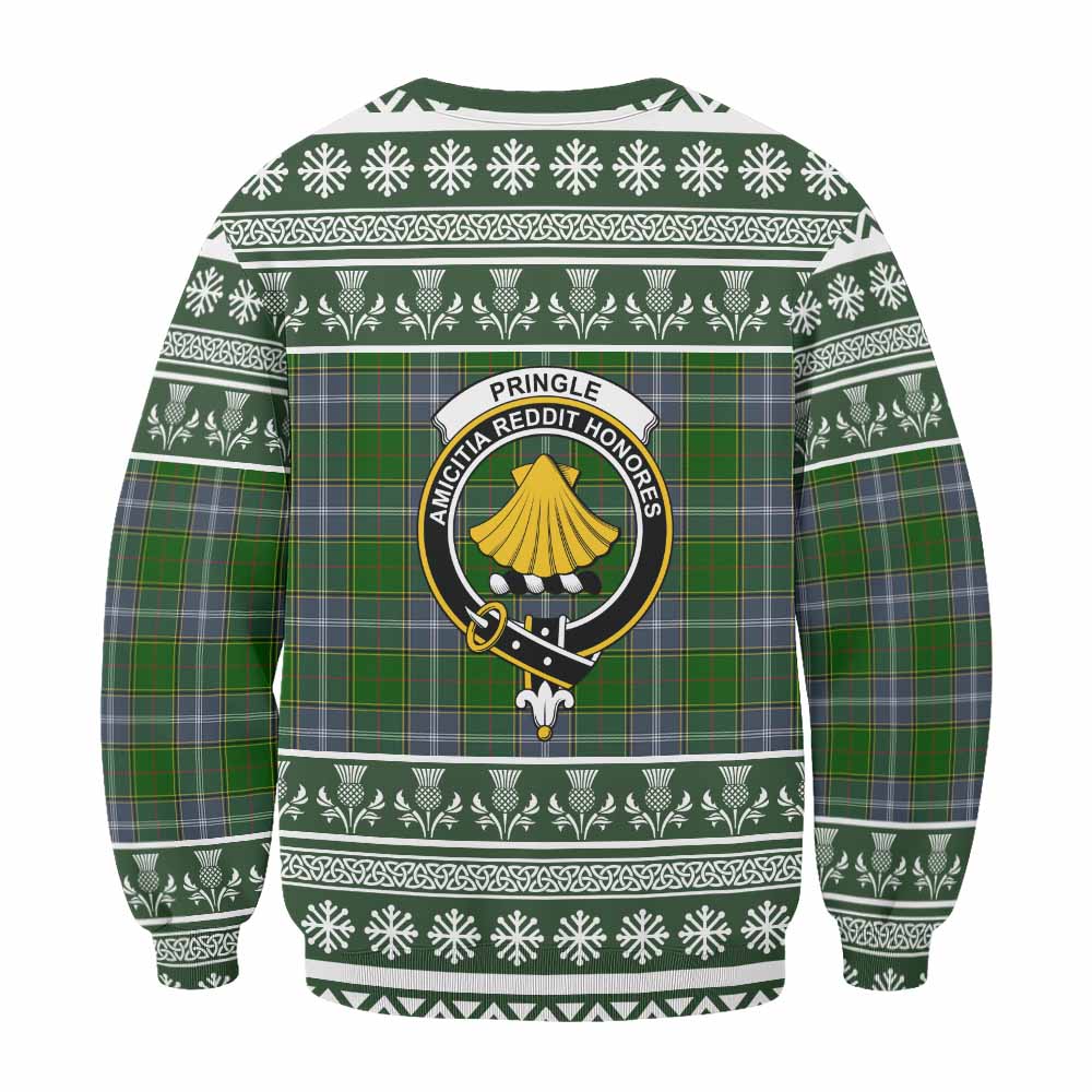 Pringle Clan Tartan Christmas Sweatshirt with Family Crest - Tartan Vibes Clothing
