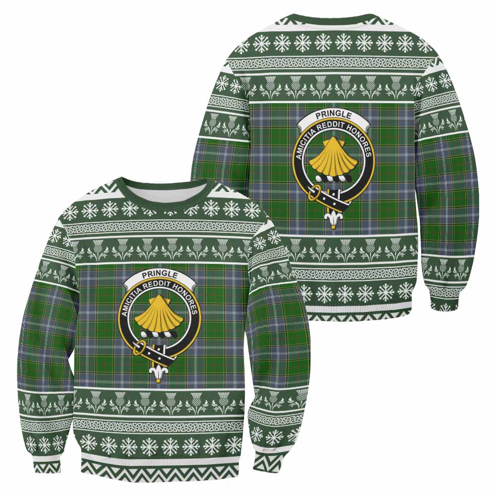 Pringle Clan Tartan Christmas Sweatshirt with Family Crest - Tartan Vibes Clothing