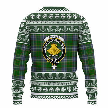 Pringle Clan Tartan Christmas Ugly Sweater with Family Crest