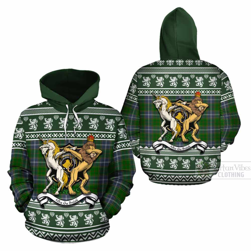 Pringle Clan Tartan Crest Christmas Cotton Hoodie Coat of Arms Funny Style - Tartan Vibes Clothing