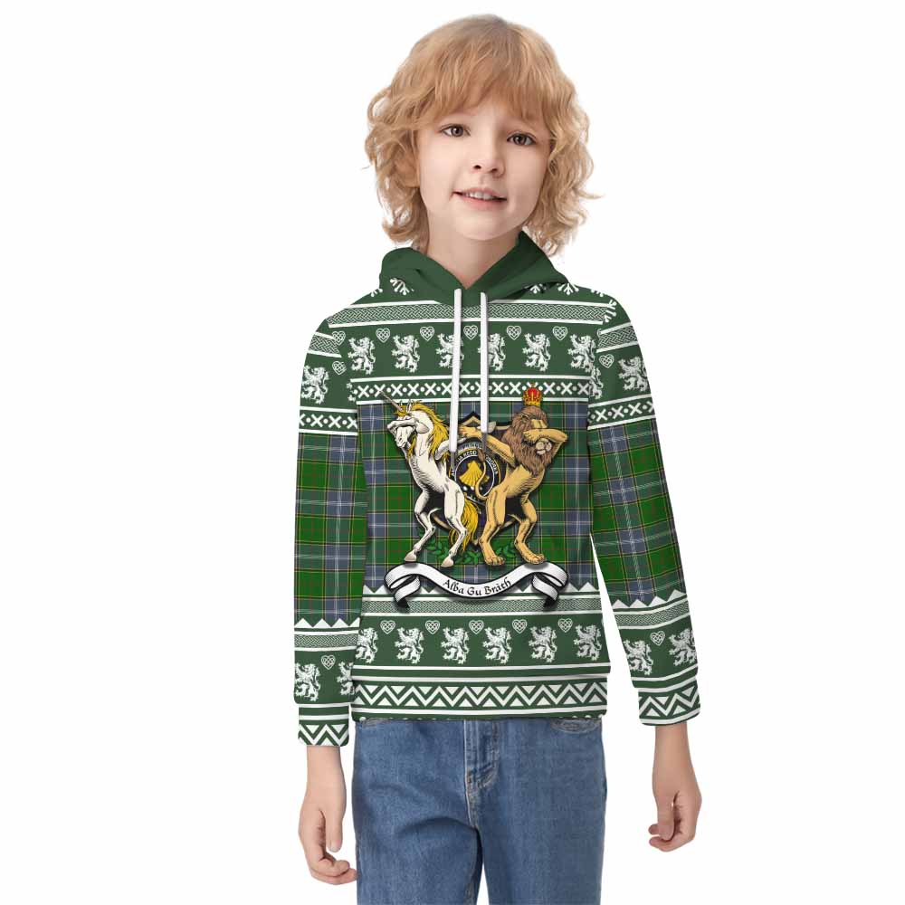 Pringle Clan Tartan Crest Christmas Kid Hoodie Coat of Arms Funny Style - Tartan Vibes Clothing
