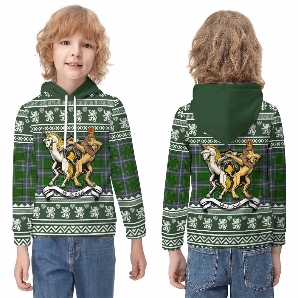 Pringle Clan Tartan Crest Christmas Kid Hoodie Coat of Arms Funny Style - Tartan Vibes Clothing