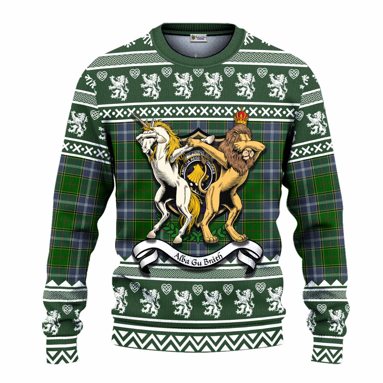 Pringle Clan Tartan Crest Christmas Ugly Sweater Coat of Arms Funny Style - Tartan Vibes Clothing