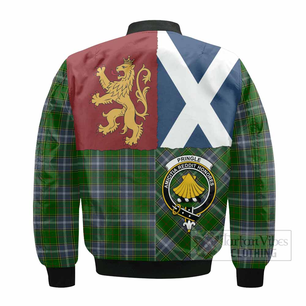 Pringle Crest Tartan Bomber Jacket with Lion Rampant Saltire Style