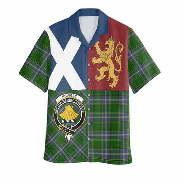 Pringle Crest Tartan Hawaiian Shirt with Lion Rampant Saltire Style