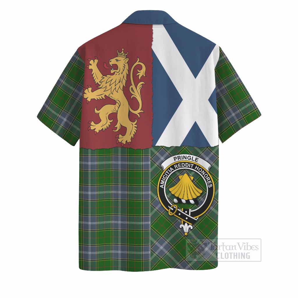 Pringle Crest Tartan Hawaiian Shirt with Lion Rampant Saltire Style