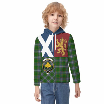 Pringle Crest Tartan Kid Hoodie with Lion Rampant Saltire Style