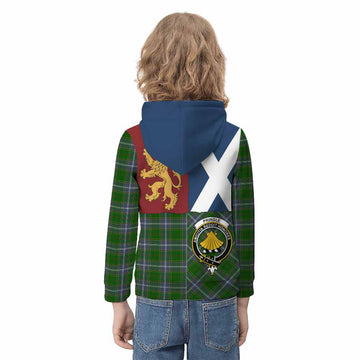 Pringle Crest Tartan Kid Hoodie with Lion Rampant Saltire Style