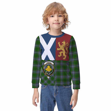 Pringle Crest Tartan Kid Knitted Sweatshirt with Lion Rampant Saltire Style