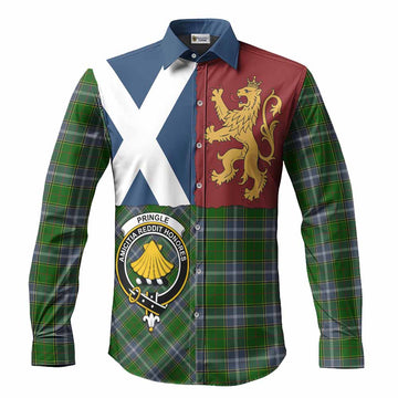 Pringle Crest Tartan Long Sleeve Button Shirts with Lion Rampant Saltire Style