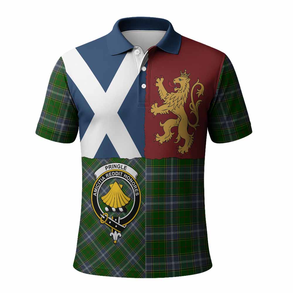Pringle Crest Tartan Polo Shirt with Lion Rampant Saltire Style