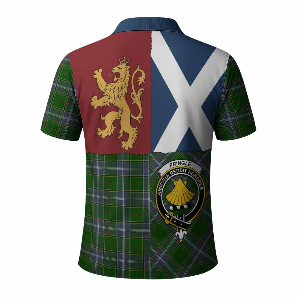 Pringle Crest Tartan Polo Shirt with Lion Rampant Saltire Style
