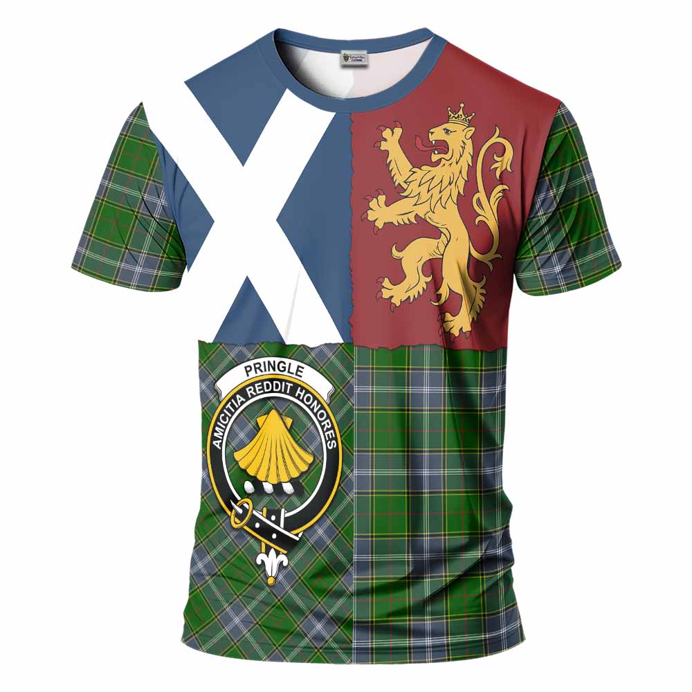 Pringle Crest Tartan T-Shirt with Lion Rampant Saltire Style