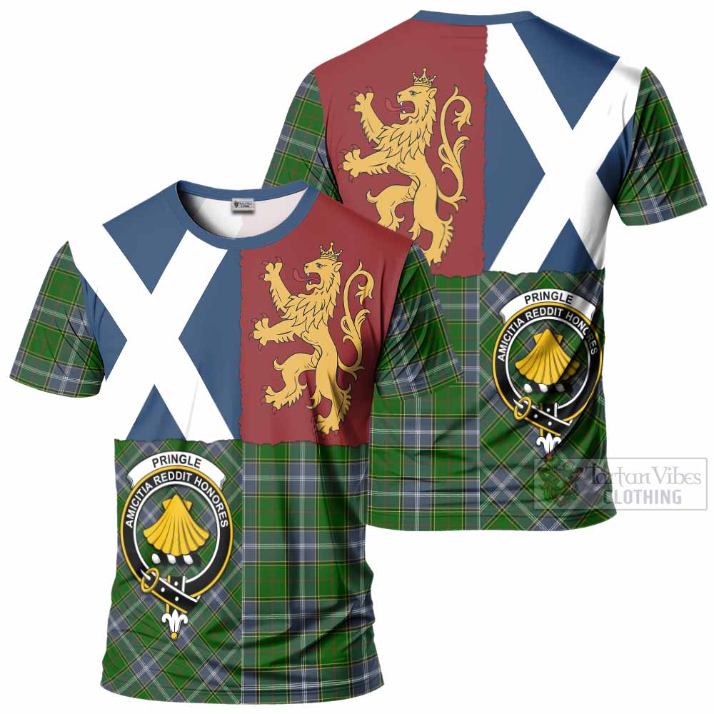 Pringle Crest Tartan T-Shirt with Lion Rampant Saltire Style