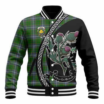 Pringle Family Crest Tartan Baseball Jacket Alba Thistle Inspired