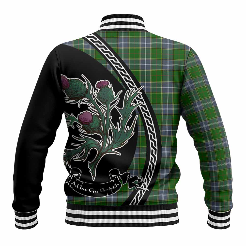Pringle Family Crest Tartan Baseball Jacket Alba Thistle Inspired - Tartan Vibes Clothing