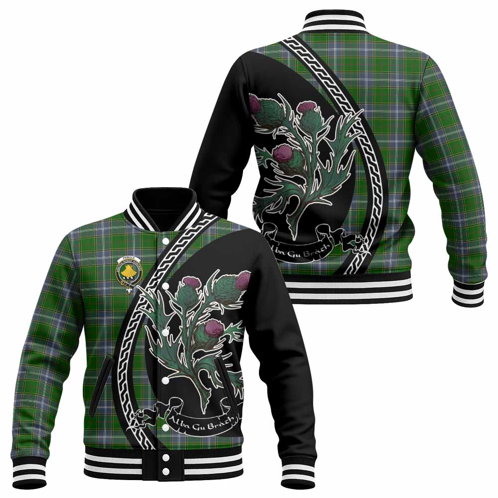 Pringle Family Crest Tartan Baseball Jacket Alba Thistle Inspired - Tartan Vibes Clothing