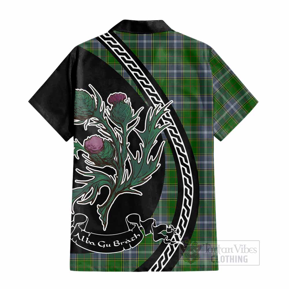 Pringle Family Crest Tartan Cotton Hawaiian Shirt Alba Thistle Inspired - Tartan Vibes Clothing