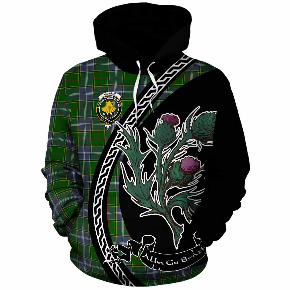 Pringle Family Crest Tartan Cotton Hoodie Alba Thistle Inspired - Tartan Vibes Clothing