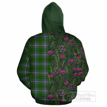 Pringle Family Crest Tartan Cotton Hoodie Scottish Thistle Flower Pattern Half Style