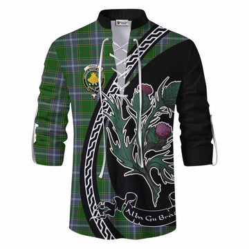 Pringle Family Crest Tartan Ghillie Shirt Alba Thistle Inspired