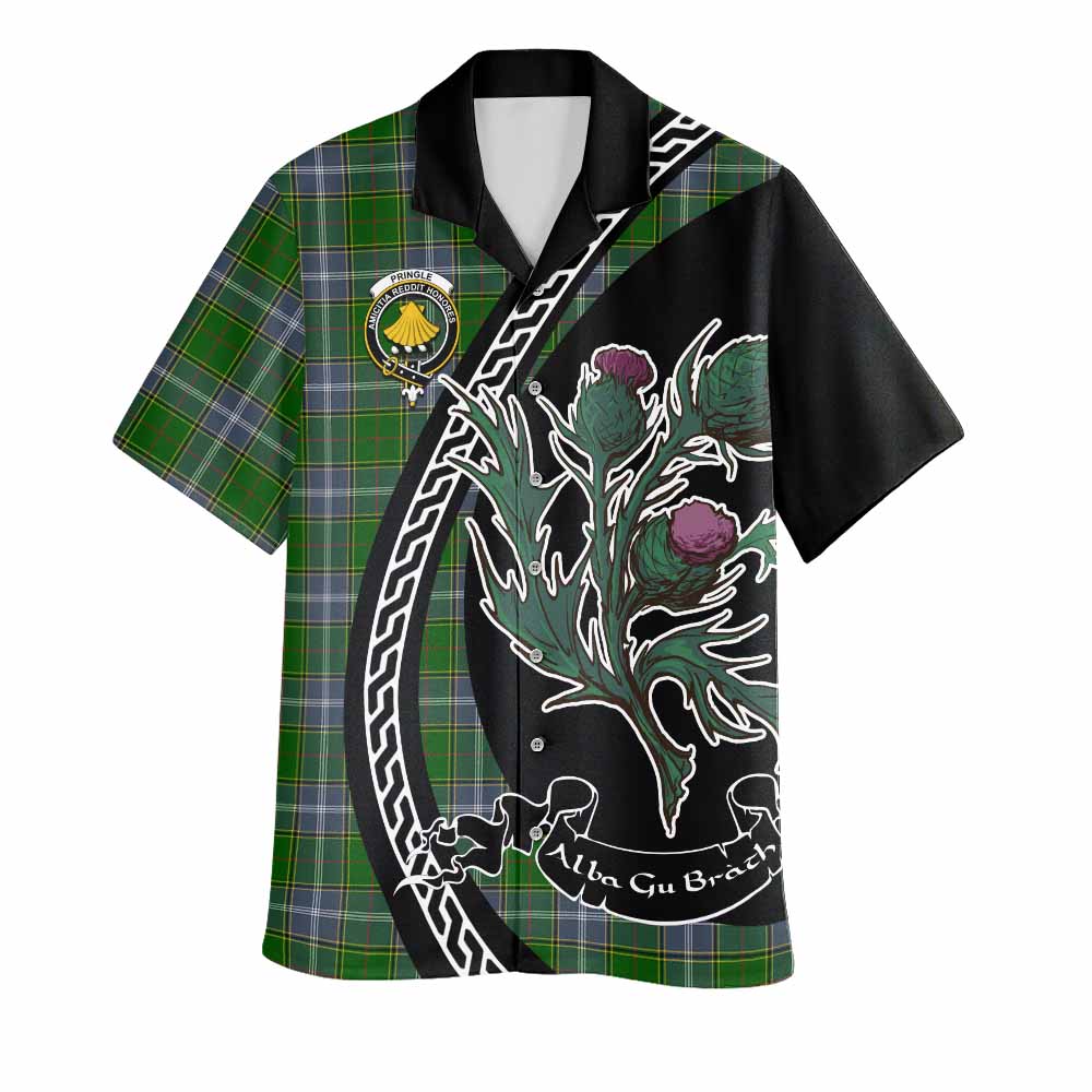 Pringle Family Crest Tartan Hawaiian Shirt Alba Thistle Inspired - Tartan Vibes Clothing