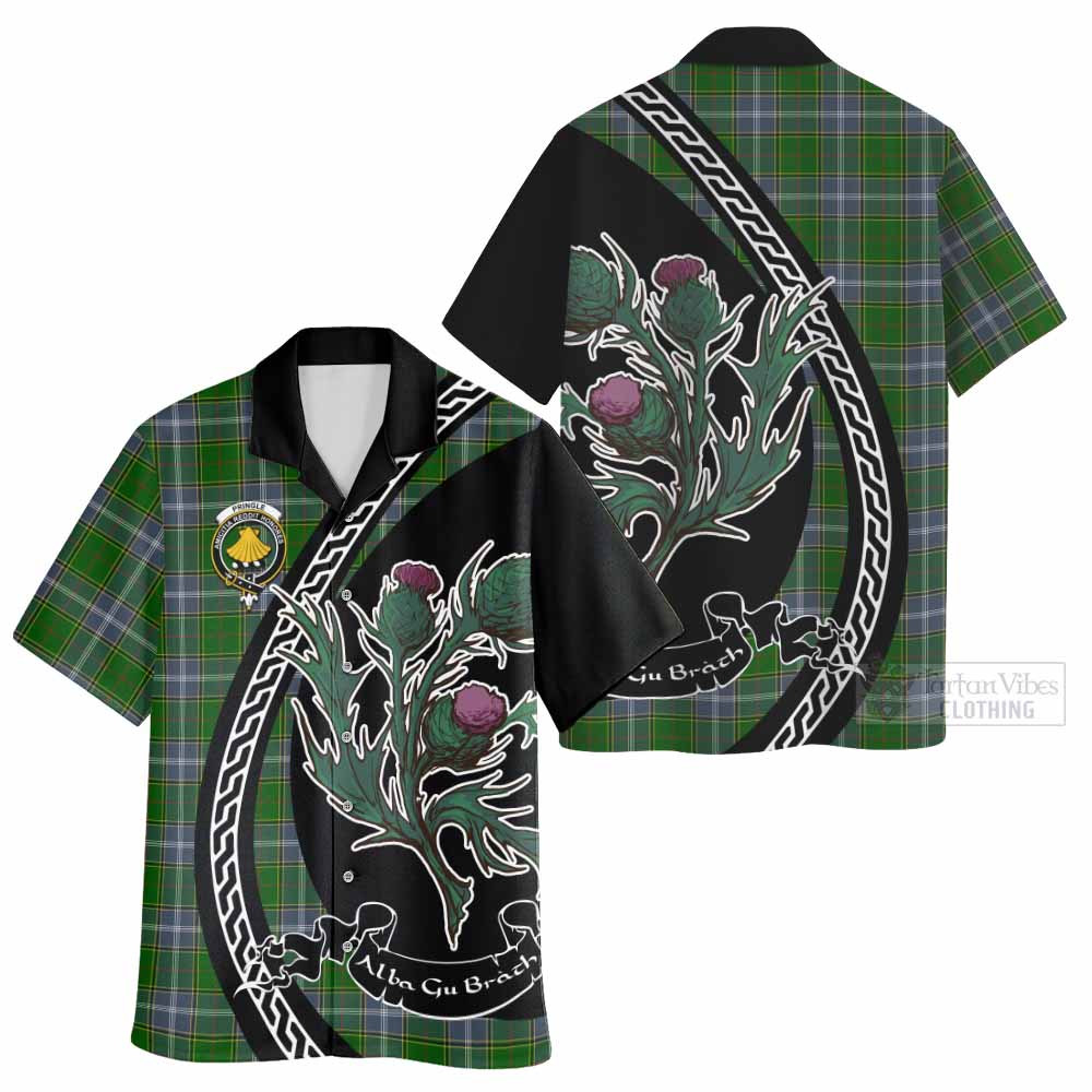 Pringle Family Crest Tartan Hawaiian Shirt Alba Thistle Inspired - Tartan Vibes Clothing
