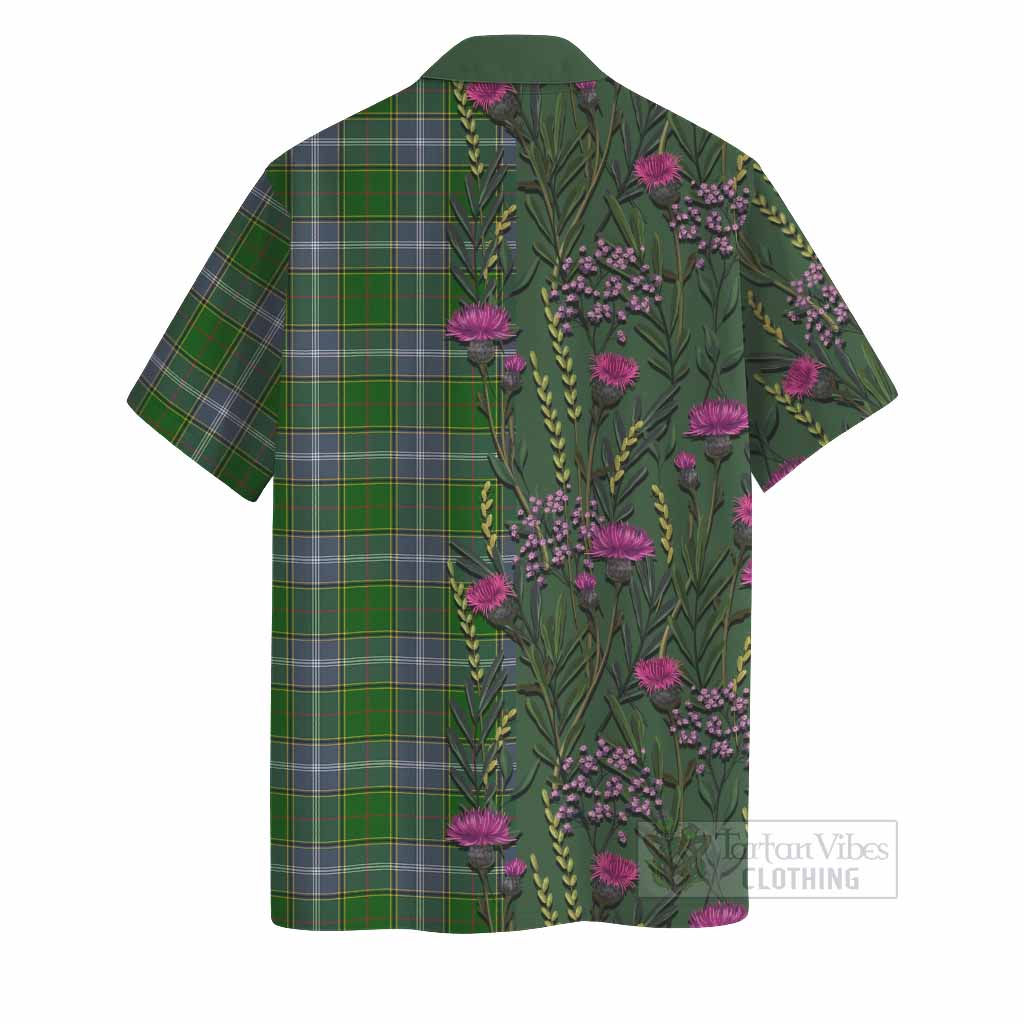 Pringle Family Crest Tartan Hawaiian Shirt Scottish Thistle Flower Pattern Half Style - Tartan Vibes Clothing