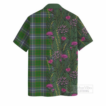 Pringle Family Crest Tartan Hawaiian Shirt Scottish Thistle Flower Pattern Half Style - Tartan Vibes Clothing