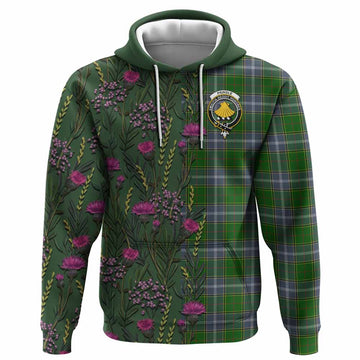 Pringle Family Crest Tartan Hoodie Scottish Thistle Flower Pattern Half Style