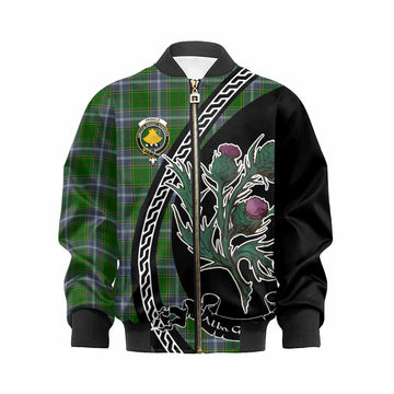 Pringle Family Crest Tartan Kid Bomber Jacket Alba Thistle Inspired - Tartan Vibes Clothing