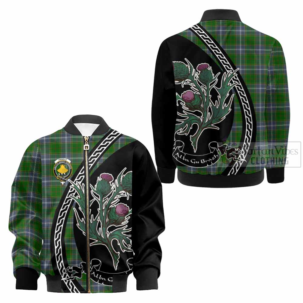 Pringle Family Crest Tartan Kid Bomber Jacket Alba Thistle Inspired - Tartan Vibes Clothing