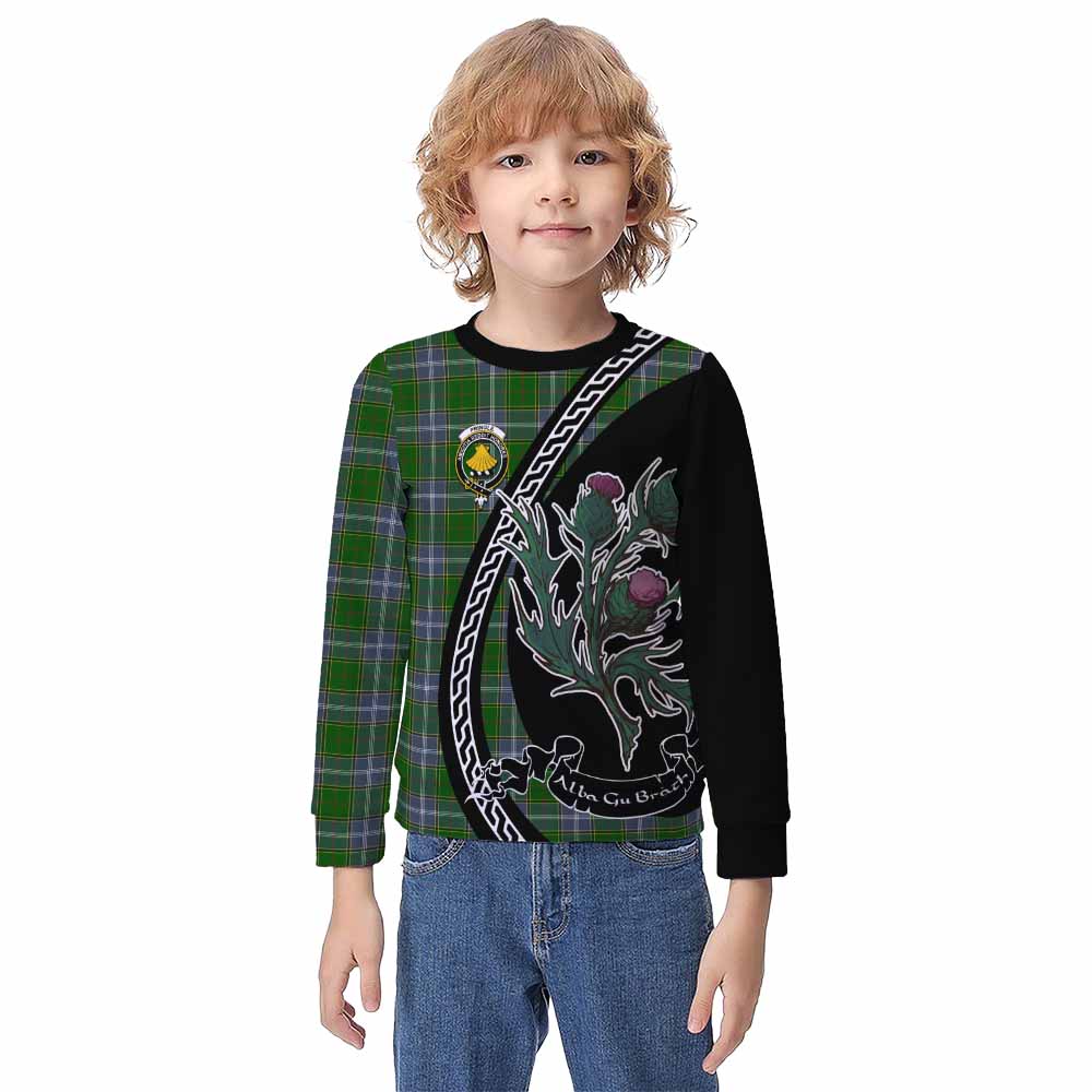 Pringle Family Crest Tartan Kid Knitted Sweatshirt Alba Thistle Inspired - Tartan Vibes Clothing