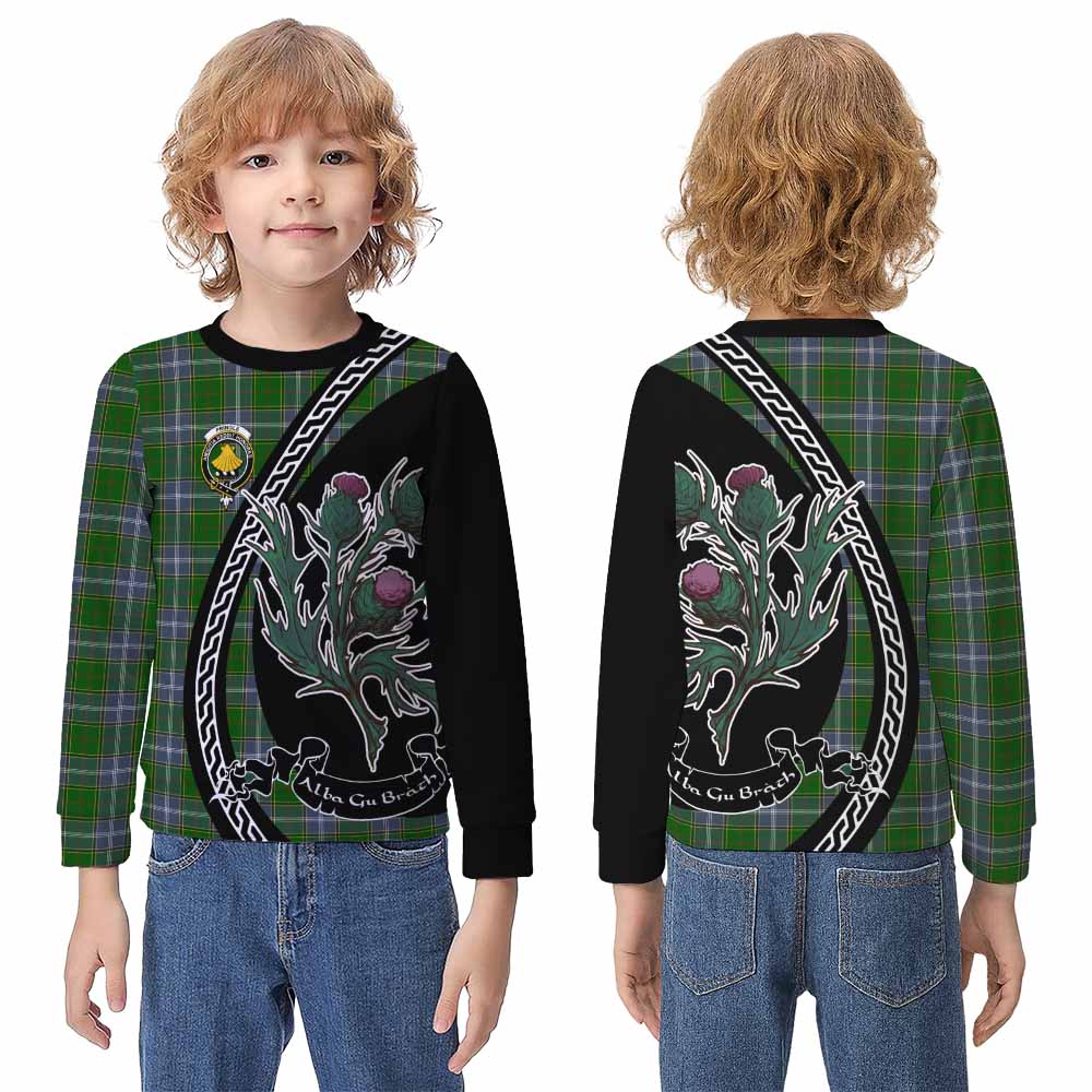 Pringle Family Crest Tartan Kid Knitted Sweatshirt Alba Thistle Inspired - Tartan Vibes Clothing