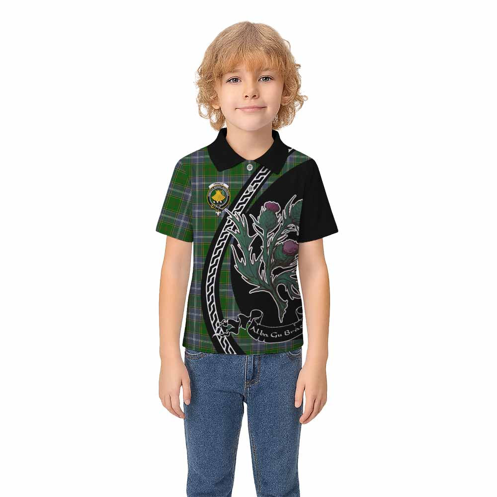 Pringle Family Crest Tartan Kid Polo Shirt Alba Thistle Inspired - Tartan Vibes Clothing