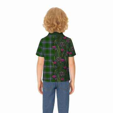 Pringle Family Crest Tartan Kid Polo Shirt Scottish Thistle Flower Pattern Half Style - Tartan Vibes Clothing