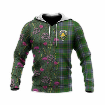 Pringle Family Crest Tartan Knitted Hoodie Scottish Thistle Flower Pattern Half Style - Tartan Vibes Clothing