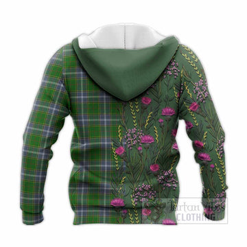 Pringle Family Crest Tartan Knitted Hoodie Scottish Thistle Flower Pattern Half Style - Tartan Vibes Clothing