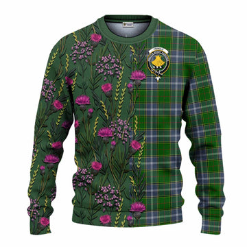 Pringle Family Crest Tartan Knitted Sweater Scottish Thistle Flower Pattern Half Style - Tartan Vibes Clothing