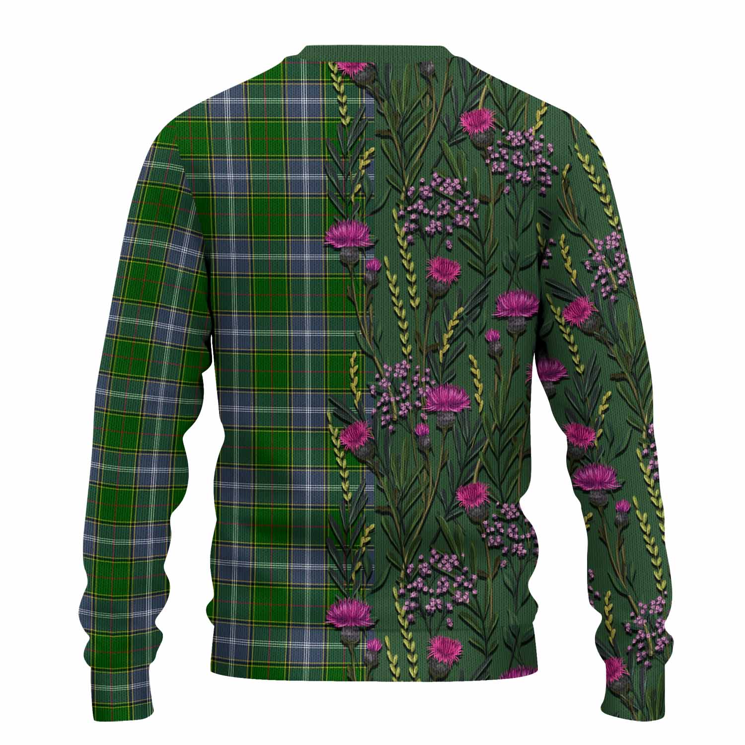 Pringle Family Crest Tartan Knitted Sweater Scottish Thistle Flower Pattern Half Style - Tartan Vibes Clothing