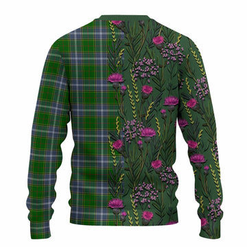 Pringle Family Crest Tartan Knitted Sweater Scottish Thistle Flower Pattern Half Style - Tartan Vibes Clothing