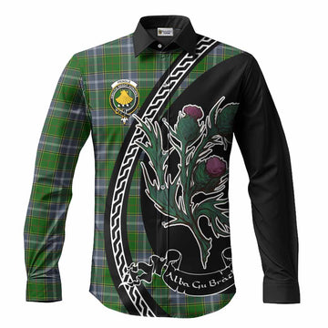 Pringle Family Crest Tartan Long Sleeve Button Shirts Alba Thistle Inspired